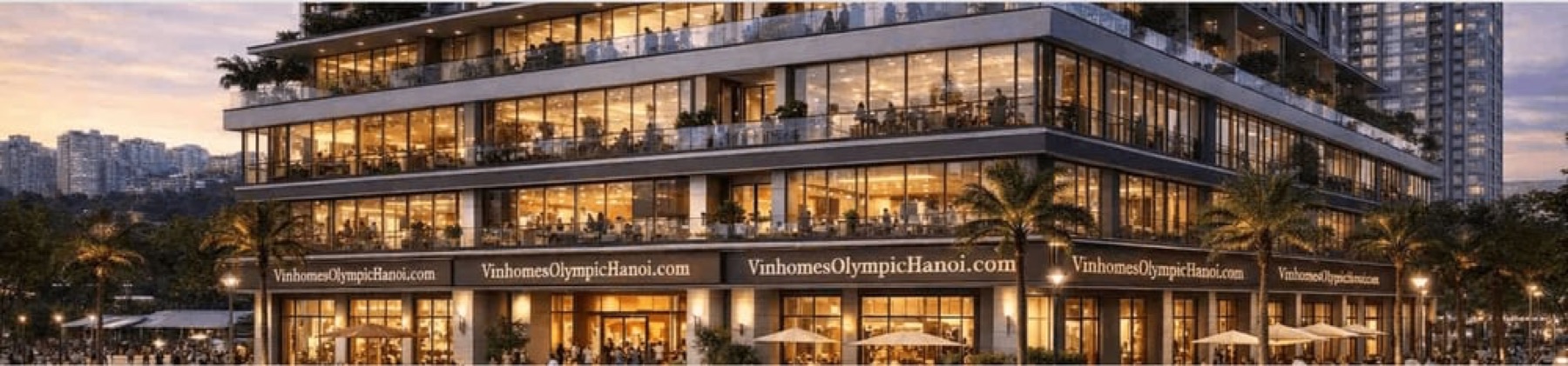 Shophouse khối đế Happy Home rực sáng về đêm